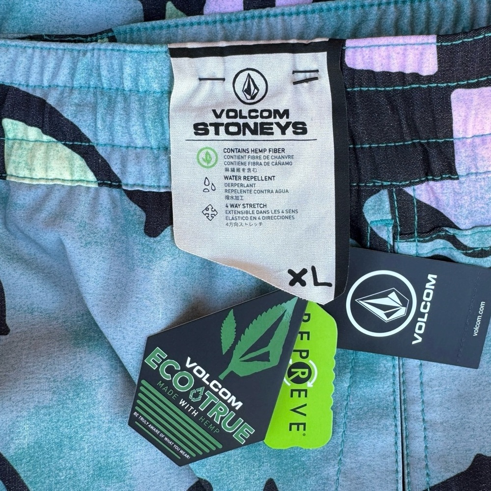 NWT Volcom Men's Swim Trunks Stoney's Teal Black Patterned Size XL Board Shorts - Picture 6 of 6